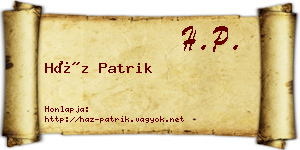 Ház Patrik névjegykártya
